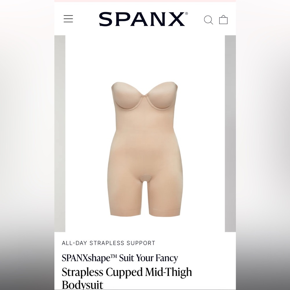 SPANXshape™ Suit Your Fancy
Strapless/Convertible Cupped Mid-Thigh Bodysuit XL